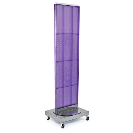 Azar Displays Two-Sided Pegboard Floor Display on Revolving Wheeled Base. Spinner Rack Stand. 700253-PUR
